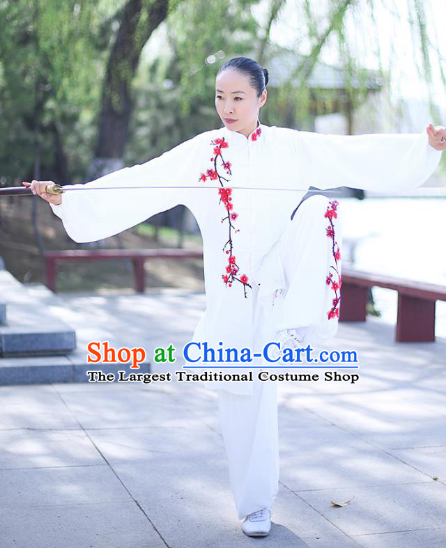 Chinese Traditional Tai Chi Competition White Costume Professional Tai Ji Training Outfits Top Grade Martial Arts Uniform for Women