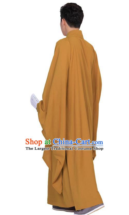 Chinese Traditional Monk Ginger Robe Costume Lay Buddhist Clothing Meditation Garment for Men