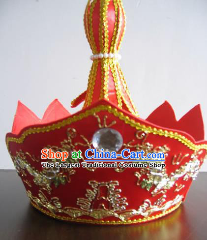 Chinese Traditional Buddhist Hair Accessories Mitre Vairocana Headwear Top Grade Monk Embroidered Red Hat