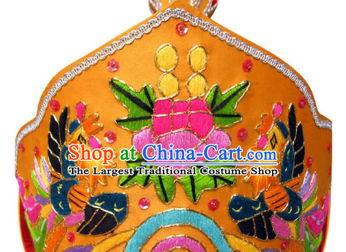 Chinese Traditional Buddhist Hair Accessories Mitre Vairocana Headwear Top Grade Monk Embroidered Dragons Orange Hat