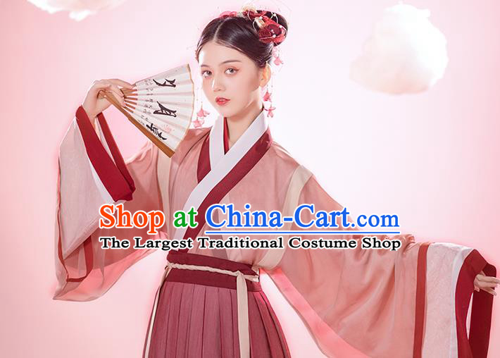 Chinese Ancient Young Female Hanfu Dress Traditional Garment Jin Dynasty Palace Princess Historical Costumes Complete Set