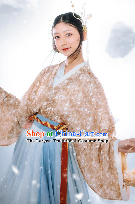 Chinese Ancient Flower Fairy Hanfu Dress Traditional Garment Jin Dynasty Court Lady Historical Costumes Complete Set for Women