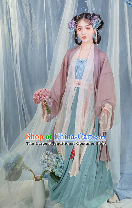 Chinese Ancient Village Girl Hanfu Dress Traditional Garment Song Dynasty Young Lady Historical Costumes Complete Set
