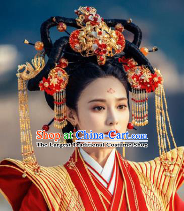 Traditional Chinese Ancient Imperial Consort Phoenix Coronet Handmade Hair Jewelry Tassel Hairpins Hair Accessories Complete Set