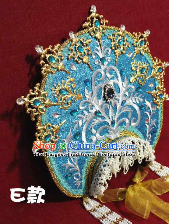 Traditional Chinese Ancient Queen Blue Phoenix Coronet Handmade Hair Jewelry Tassel Hair Accessories Complete Set