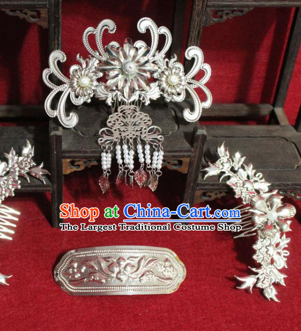 Traditional Chinese Ancient Queen Phoenix Coronet Handmade Hair Jewelry Hairpins Hair Accessories Hair Combs Complete Set