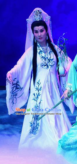 Chinese Beijing Opera Buddha Goddess Apparels Costumes and Headdress Traditional Peking Opera Ma Zu Dress Garment