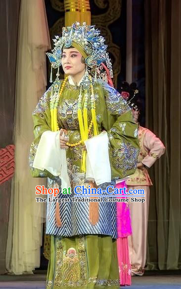 Chinese Sichuan Opera Pantaloon Garment Costumes and Hair Accessories Shuang Ba Lang Traditional Peking Opera Elderly Female Dress Dame Apparels