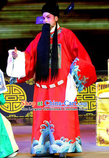 Shuang Tian Guan Chinese Sichuan Opera Elderly Male Apparels Costumes and Headpieces Peking Opera Official Kou Zhun Garment Clothing