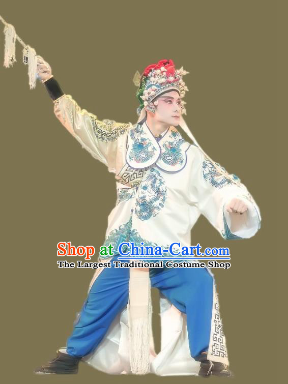 Shuang Tian Guan Chinese Sichuan Opera Swordsman Apparels Costumes and Headpieces Peking Opera Martial Man Garment Wusheng Clothing