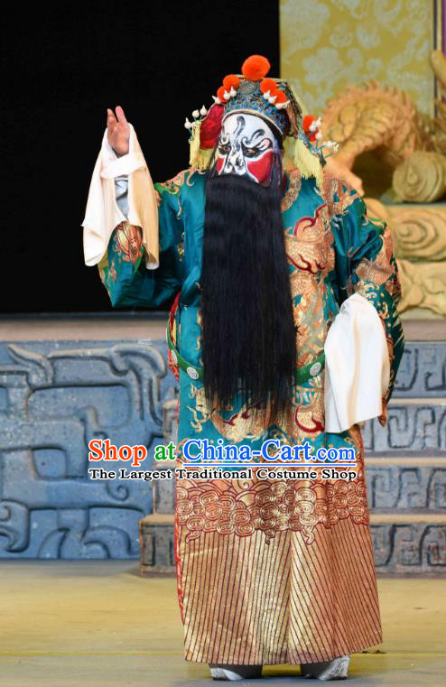 Qing Yun Palace Chinese Sichuan Opera Painted Role Apparels Costumes and Headpieces Peking Opera Emperor Garment Lord Clothing