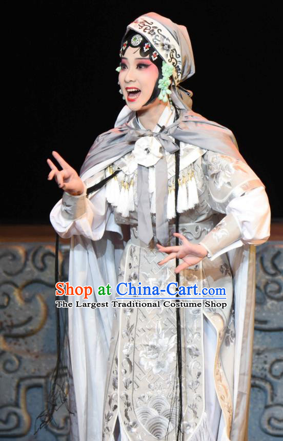 Chinese Sichuan Opera Swordswoman Garment Costumes and Hair Accessories Qing Yun Palace Traditional Peking Opera Martial Female Miao Yinhua Dress Apparels