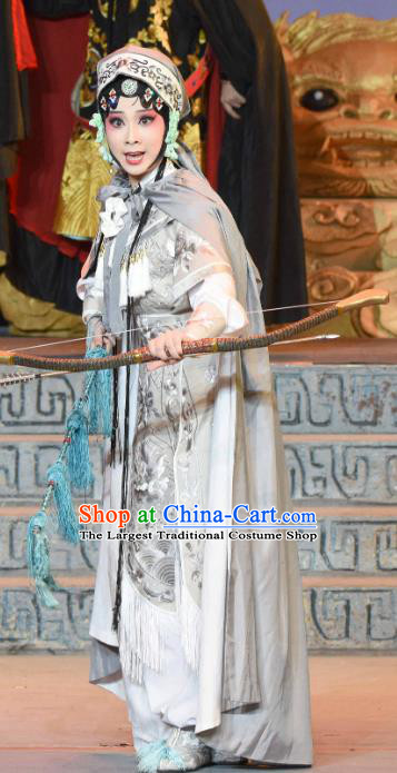 Chinese Sichuan Opera Swordswoman Garment Costumes and Hair Accessories Qing Yun Palace Traditional Peking Opera Martial Female Miao Yinhua Dress Apparels