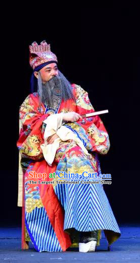 Yu He Qiao Chinese Sichuan Opera Elderly Male Apparels Costumes and Headpieces Peking Opera Landlord Ke Garment Clothing