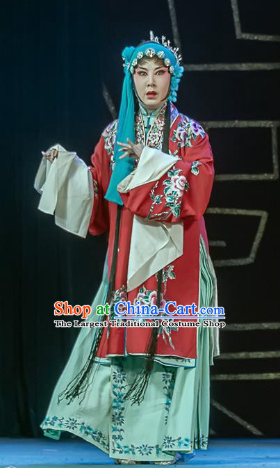 Chinese Sichuan Opera Bride Garment Costumes and Hair Accessories Ci Tang Chen Traditional Peking Opera Young Female Dress Diva Xue Yan Apparels