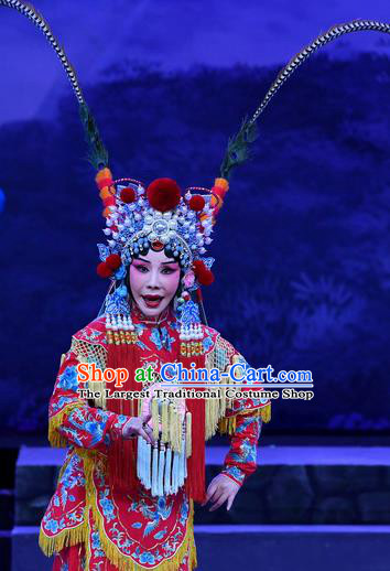 Chinese Beijing Opera Swordsman Apparels Costumes and Headpieces Traditional Peking Opera Mrs Anguo Martial Female Liang Hongyu Dress Armor Garment