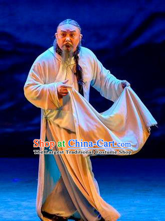 Scholar of Ba Shan Chinese Sichuan Opera Old Scholar Sun Dengke Apparels Costumes and Headpieces Peking Opera Garment Elderly Male Clothing