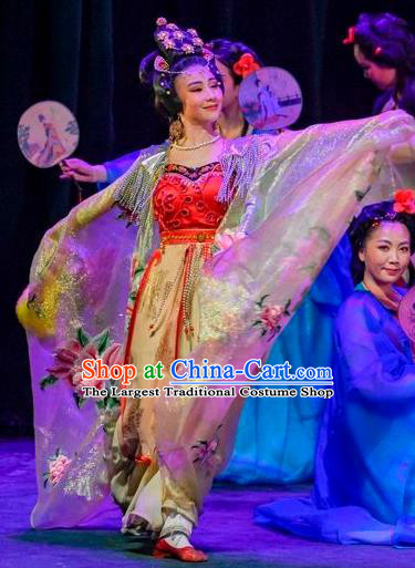 Chinese Sichuan Opera Geisha Garment Costumes and Hair Accessories Scholar of Ba Shan Traditional Peking Opera Actress Ni Chang Dress Apparels