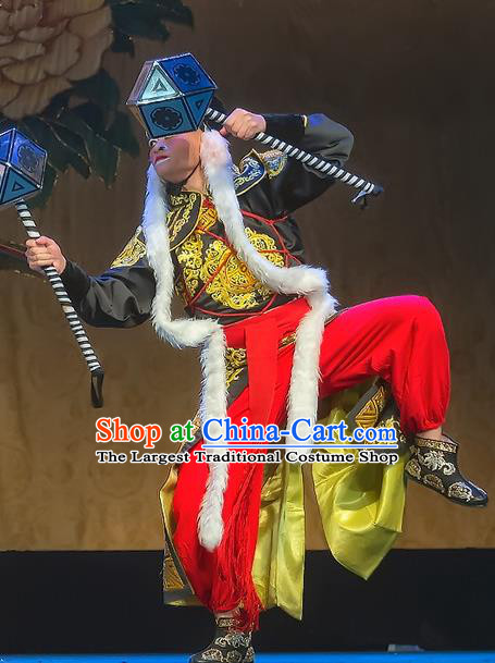 Chinese Sichuan Opera Martial Man Apparels Costumes and Headpieces Peking Opera Wusheng Garment Soldier Clothing