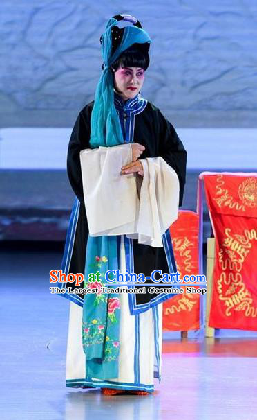 Chinese Sichuan Opera Distress Maiden Garment Costumes and Hair Accessories He Zhu Pei Traditional Peking Opera Maid Lady He Zhu Dress Tsing Yi Apparels