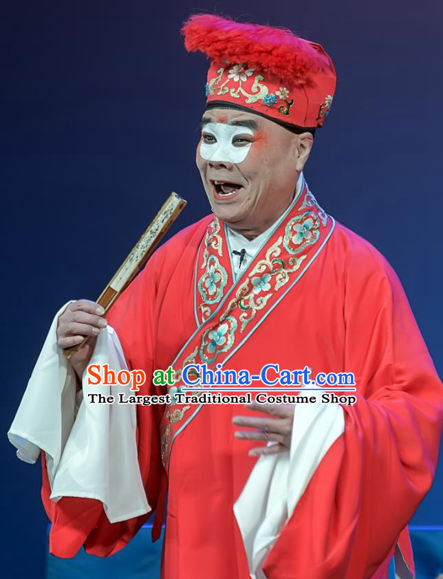 Xi Guan Ferry Chinese Sichuan Opera Merchant Apparels Costumes and Headpieces Peking Opera Rich Male Garment Landlord Chen Cai Clothing