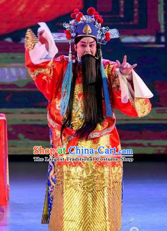 Yuan Men Zhan Zi Chinese Sichuan Opera Laosheng Apparels Costumes and Headpieces Peking Opera Elderly Male Garment Marshal Yang Yanzhao Clothing