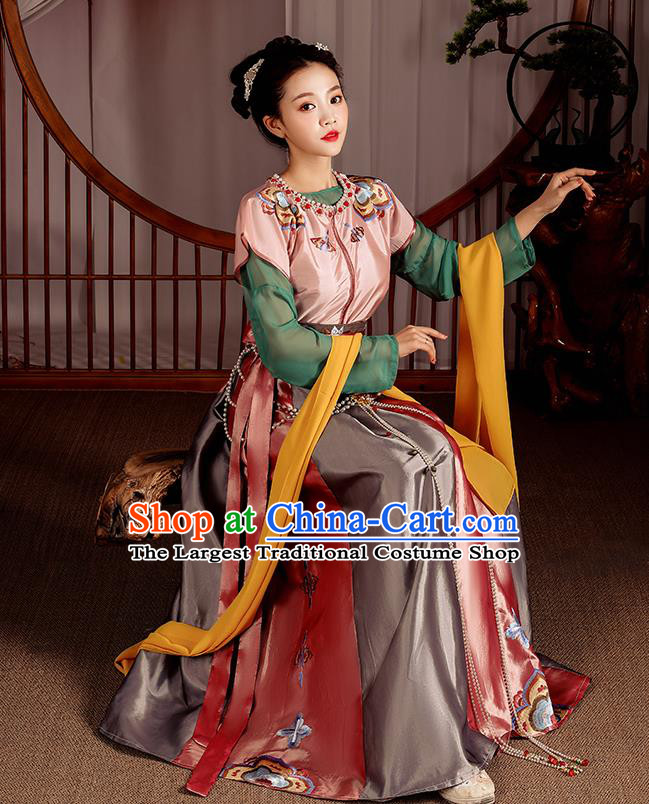 Chinese Traditional Flying Apsaras Dance Apparels Ancient Drama Tang Dynasty Court Lady Hanfu Dress Historical Costumes Complete Set