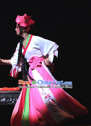 Chinese Beijing Opera Hua Tan Ai Liya Apparels Costumes and Headpieces Traditional Peking Opera Love Bell Tower Young Lady White Dress Garment