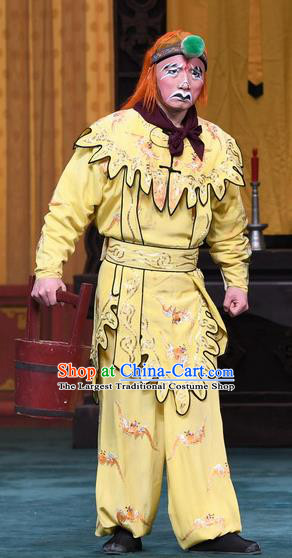 Xiangmei Temple Chinese Peking Opera Takefu Garment Costumes and Headwear Beijing Opera Wusheng Yellow Apparels Clothing