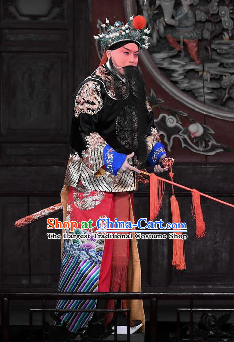 Hong Zong Lie Ma Chinese Peking Opera Martial Male Xue Pinggui Garment Costumes and Headwear Beijing Opera Wusheng Apparels General Clothing