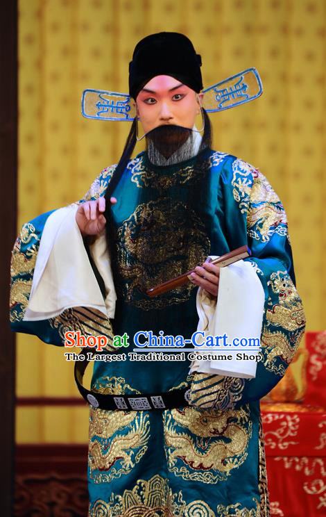 Hong Zong Lie Ma Chinese Peking Opera Minister Xue Pinggui Garment Costumes and Headwear Beijing Opera Laosheng Apparels Official Clothing