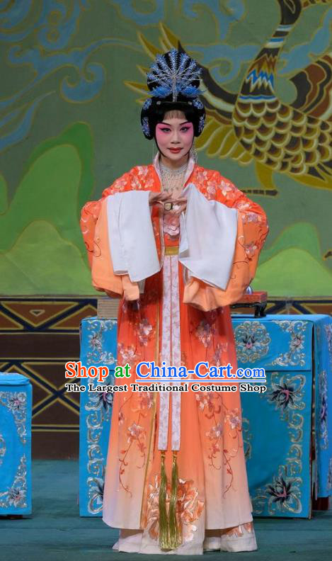 Chinese Beijing Opera Diva Yang Yuhuan Apparels Costumes and Headpieces Tai Zhen Wai Zhuan Traditional Peking Opera Hua Tan Garment Imperial Consort Dress