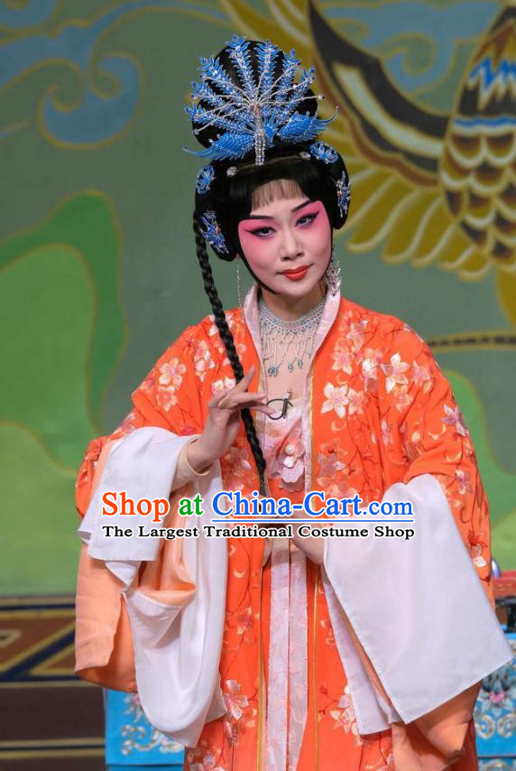 Chinese Beijing Opera Diva Yang Yuhuan Apparels Costumes and Headpieces Tai Zhen Wai Zhuan Traditional Peking Opera Hua Tan Garment Imperial Consort Dress
