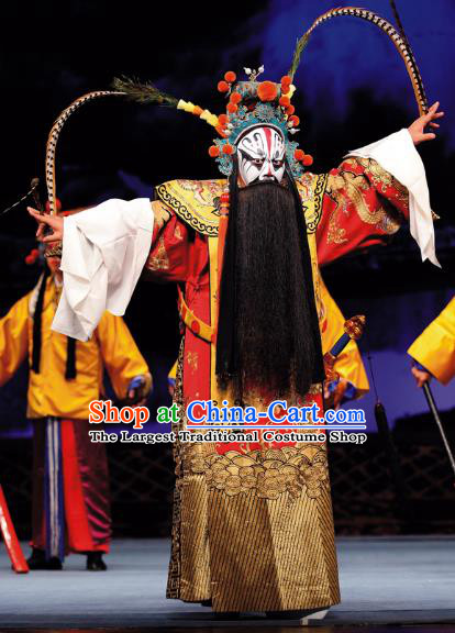 Sacrifice Zhao Shi Gu Er Chinese Peking Opera Minister Tuan Gu Garment Costumes and Headwear Beijing Opera Elderly Male Apparels Official Clothing