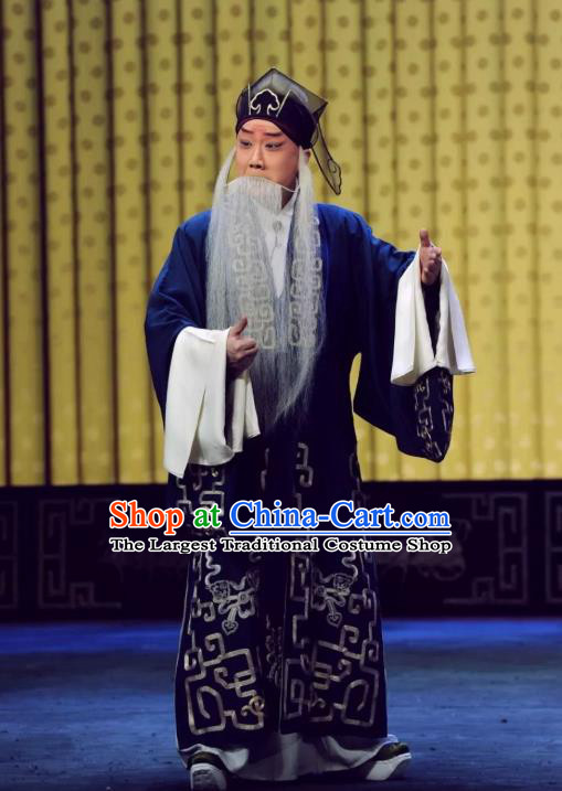 Sacrifice Zhao Shi Gu Er Chinese Peking Opera Elderly Landlord Gongsun Chujiu Garment Costumes and Headwear Beijing Opera Laosheng Apparels Minister Clothing