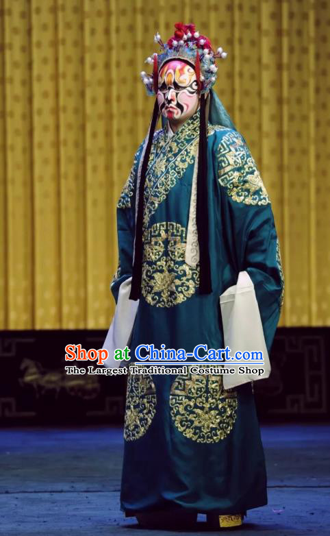 Sacrifice Zhao Shi Gu Er Chinese Peking Opera Martial Male Garment Costumes and Headwear Beijing Opera Apparels Wusheng Clothing