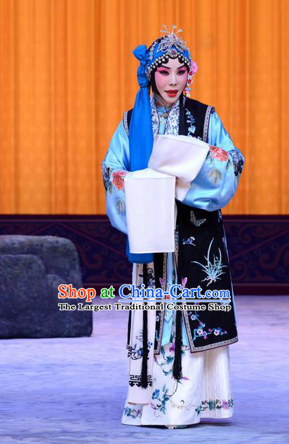 Chinese Beijing Opera Tsing Yi Apparels Costumes and Headpieces Chun Qiu Pei Traditional Peking Opera Actress Jiang Qiulian Dress Garment