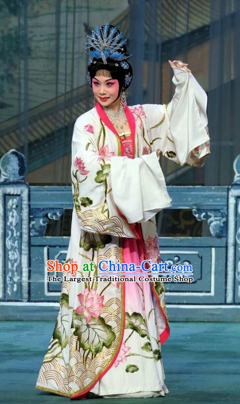 Chinese Beijing Opera Diva Imperial Consort Apparels Costumes and Headpieces Tai Zhen Wai Zhuan Traditional Peking Opera Hua Tan Yang Yuhuan Dress Garment