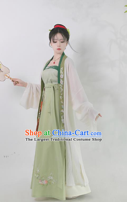 Chinese Song Dynasty Young Lady Apparels Traditional Embroidered Hanfu Dress Ancient Civilian Female Historical Costumes for Women