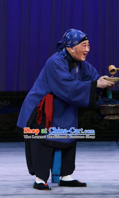 Chinese Beijing Opera Old Woman Apparels Costumes and Headdress The Unicorn Purse Traditional Peking Opera Elderly Female Dress Garment