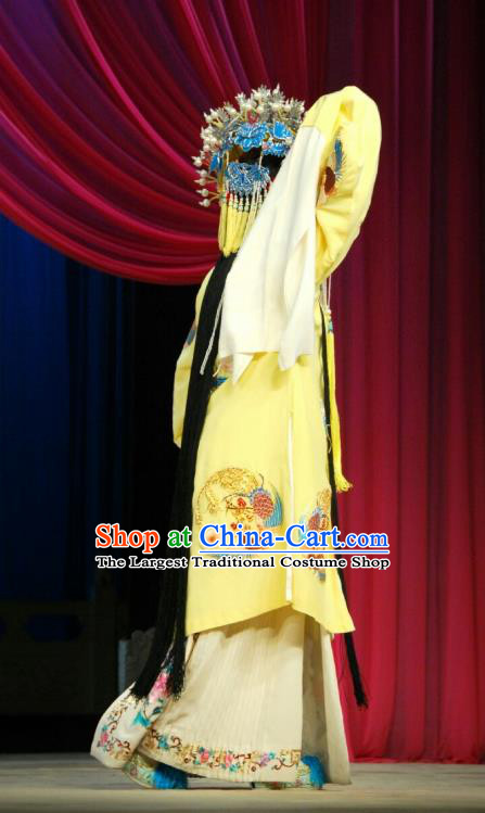 Chinese Beijing Opera Diva Apparels Costumes and Headdress A Honey Trap Traditional Peking Opera Hua Tan Yellow Dress Actress Sun Shangxiang Garment