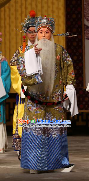 A Honey Trap Chinese Peking Opera Elderly Official Garment Costumes and Headwear Beijing Opera Laosheng Apparels Minister Clothing