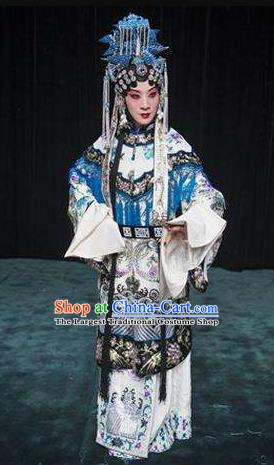 Chinese Beijing Opera Actress Apparels Queen Costumes and Headdress Anecdote of Wu Zetian Traditional Peking Opera Hua Tan Dress Empress Garment