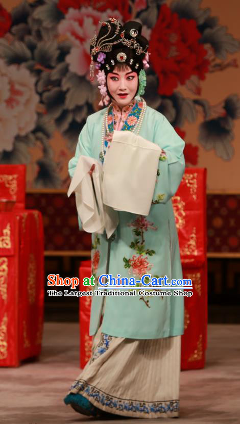 Chinese Beijing Opera Hua Tan You Erjie Apparels Costumes and Headdress You Sisters in the Red Chamber Traditional Peking Opera Young Mistress Dress Garment