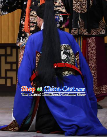 Fa Men Temple Chinese Peking Opera Magistrate Garment Costumes and Headwear Beijing Opera Elderly Male Apparels Official Zhao Lian Clothing