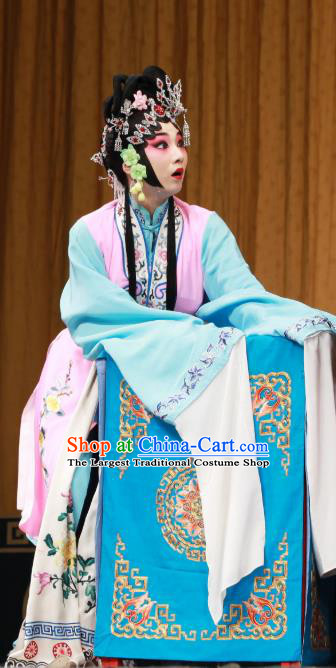 Chinese Beijing Opera Actress Apparels Costumes and Headdress Wu Long Yuan Traditional Peking Opera Hua Tan Yan Xijiao Dress Young Lady Garment