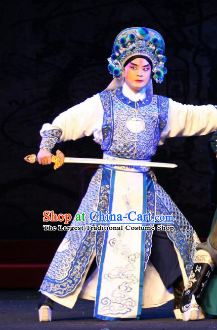 Da Meng Chang Ge Chinese Peking Opera Takefu Garment Costumes and Headwear Beijing Opera Martial Male Apparels General Xin Qiji Armor Clothing