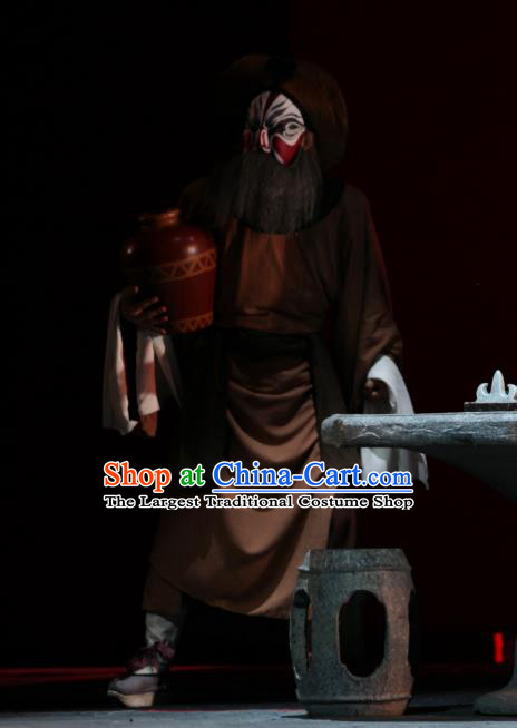 Da Meng Chang Ge Chinese Peking Opera Laosheng Elderly Male Garment Costumes and Headwear Beijing Opera Swordsman Ma Jinfu Apparels Clothing