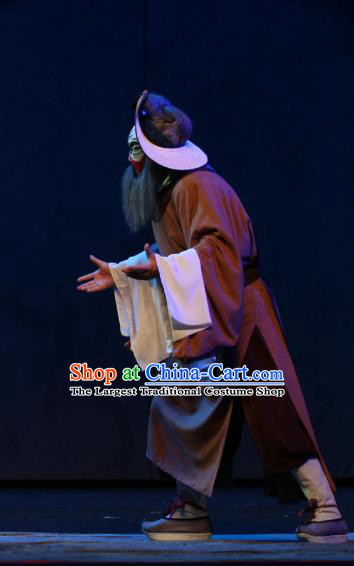 Da Meng Chang Ge Chinese Peking Opera Laosheng Elderly Male Garment Costumes and Headwear Beijing Opera Swordsman Ma Jinfu Apparels Clothing