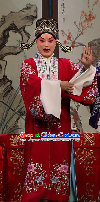 Qun Jie Hua Chinese Peking Opera Xiaosheng Garment Costumes and Headwear Beijing Opera Bridegroom Apparels Young Male Zhou Yu Clothing